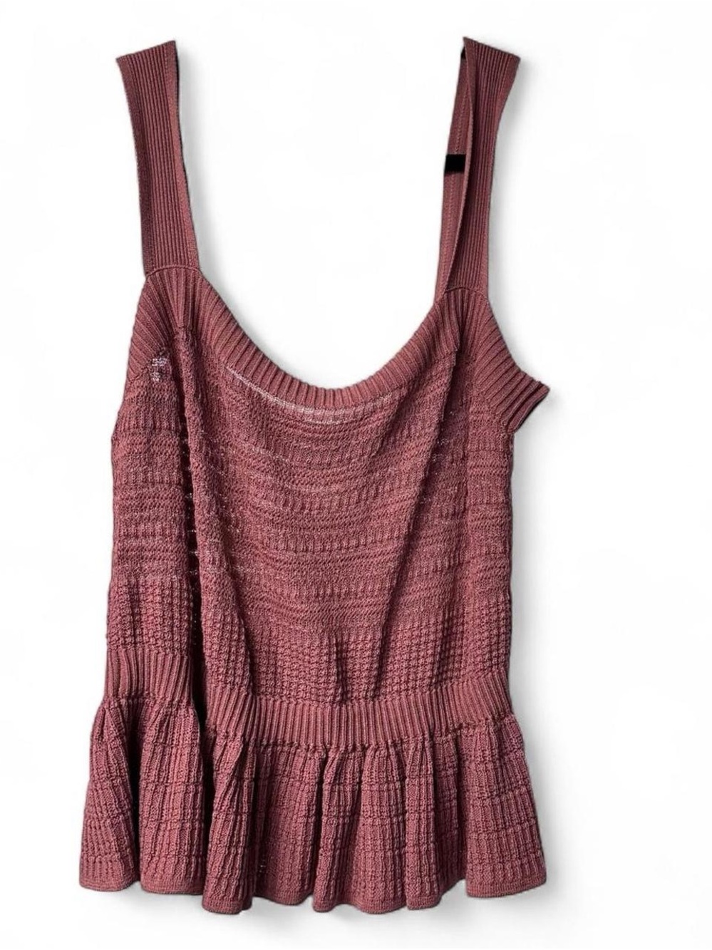 Express XL Dusty Rose Open Knit Peplum Tank Top NWT